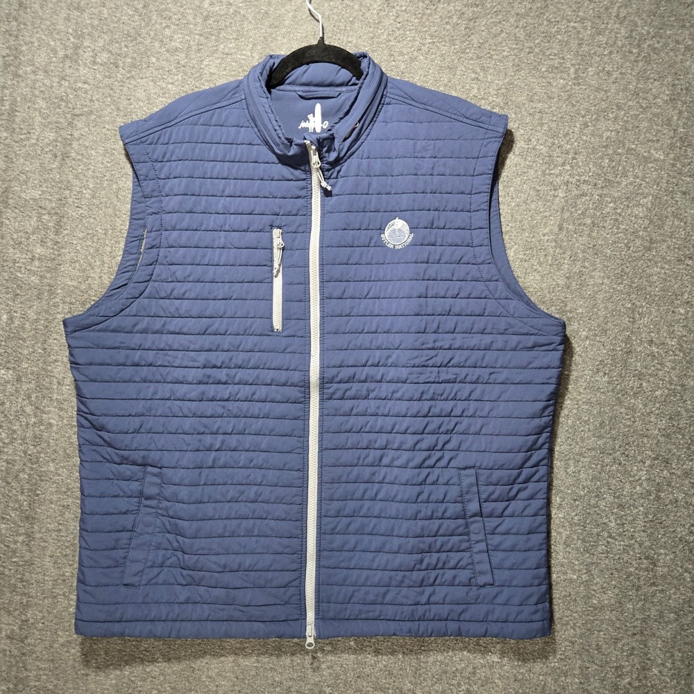 Johnnie-O Crosswind Quilted Vest Blue Size XXL JMVT1370 Hooded Full Zip